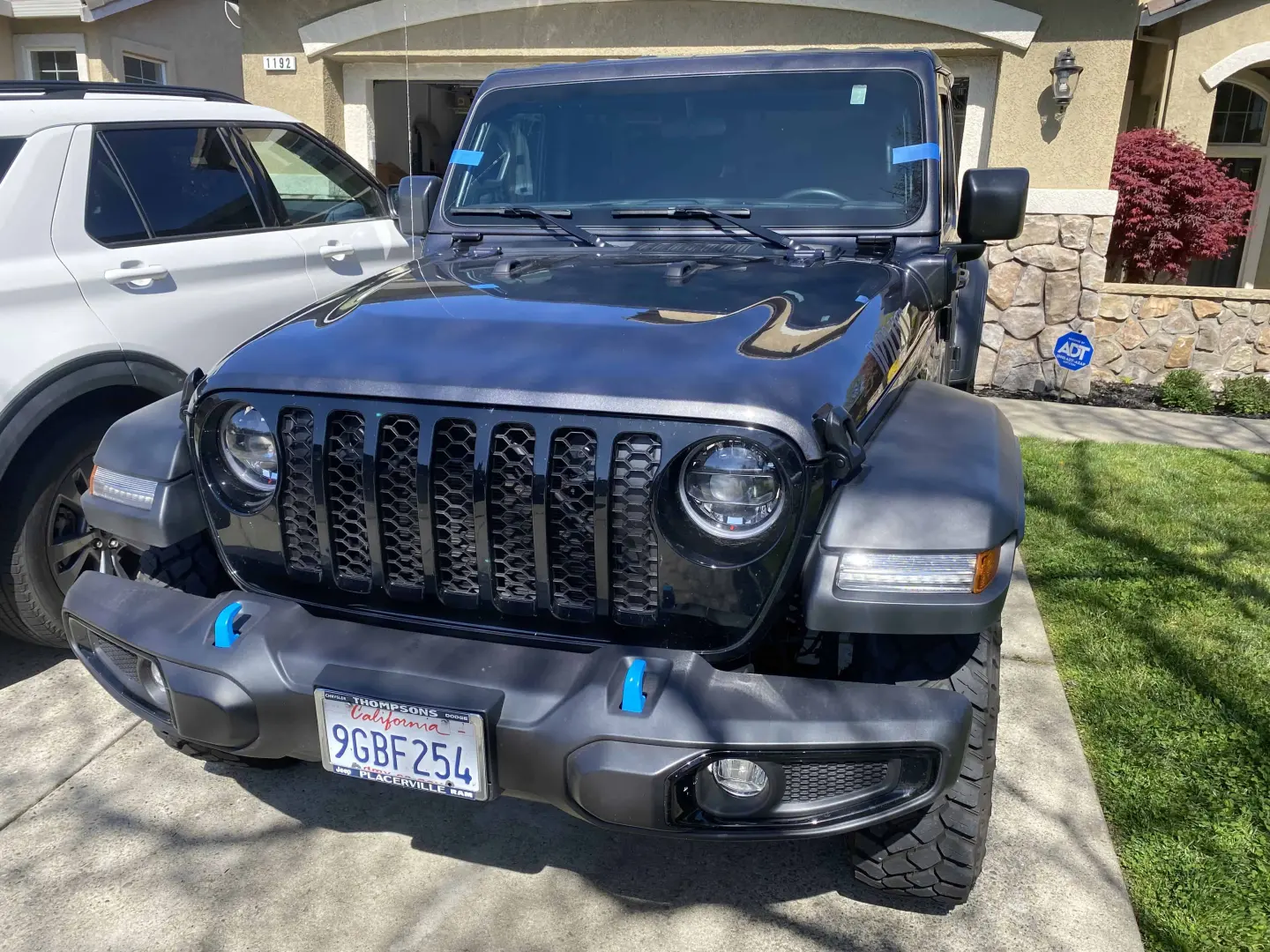 Jeep Wrangler with fresh windshield install at a Granite Bay home