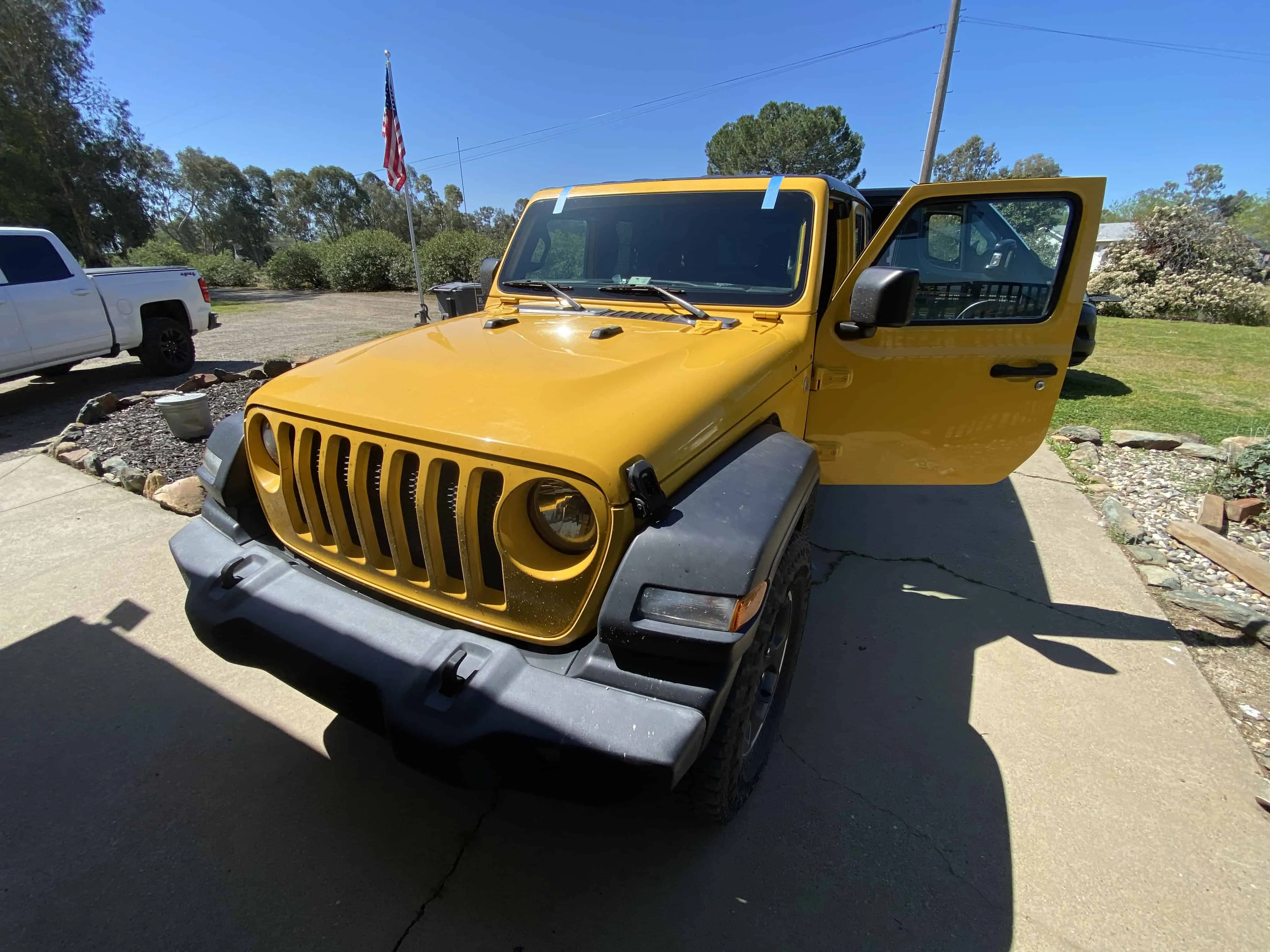 Rear window replacement with blue tape on a truck in Rocklin, CA