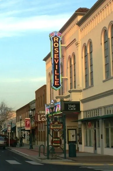 Historic Downtown Roseville neon theater sign — Roseville, CA landmark