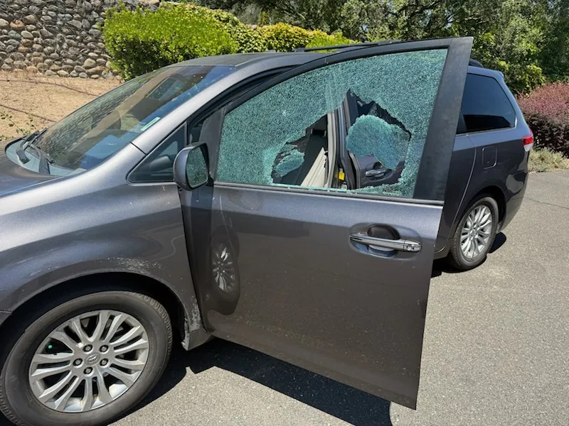 Sunroof glass replacement job in the Greater Sacramento Area parking lot